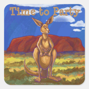 Kangaroo Party Center Vierkante Sticker
