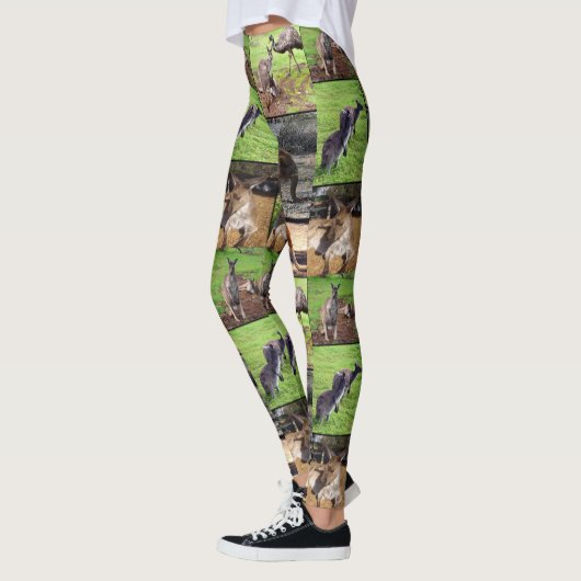Kangaroo Photo Collage, Dames Leggings (Gauche)