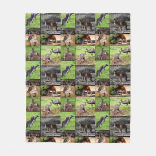 Kangaroo Photo Collage Fleece Deken