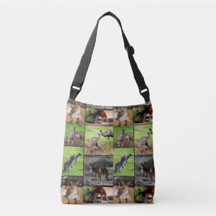 Kangaroo Photo Collage, Full Print Crossbody Bag. Tas