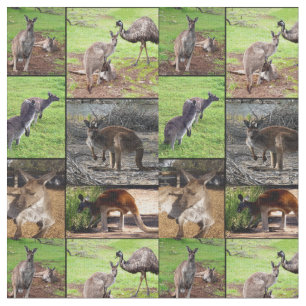 Kangaroo Photo Collage Stof
