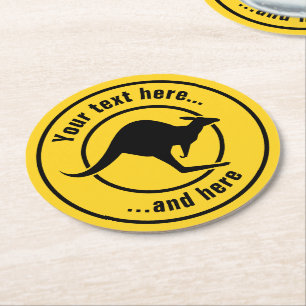 Kangaroo-pictogram Ronde Kartonnen Onderzetter