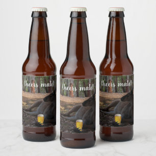 Kangaroo Relaxing with Beer Australia Funny Bier Etiket