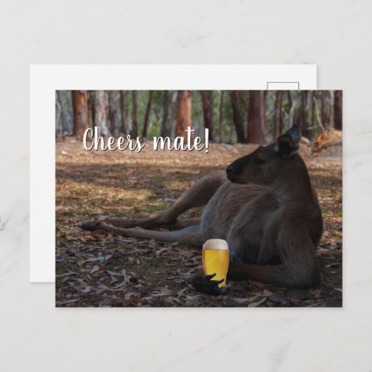 Kangaroo Relaxing with Beer Australia Funny Briefkaart (Voorkant / Achterkant)