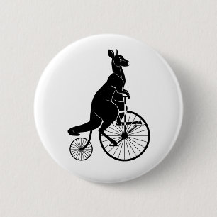 Kangaroo Riding a Penny Farthing Ronde Button 5,7 Cm