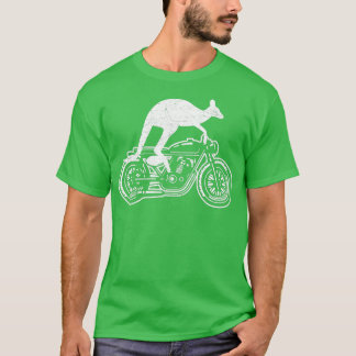 Kangaroo Riding Motorbike Australia Motorcycle Bik T-shirt
