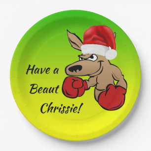 Kangaroo Santa 9" Australische kerstfeestdag Papieren Bordje