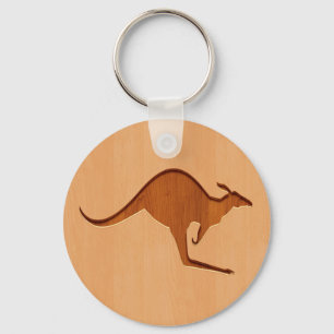 Kangaroo silhouette gegraveerd op houtafbeelding sleutelhanger