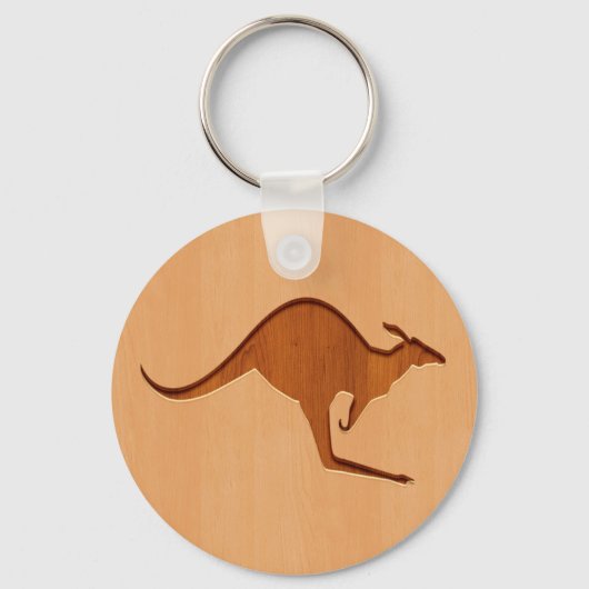 Kangaroo silhouette gegraveerd op houtafbeelding sleutelhanger (Voorkant)