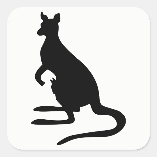 Kangaroo Silhouette Vierkante Sticker (Voorkant)