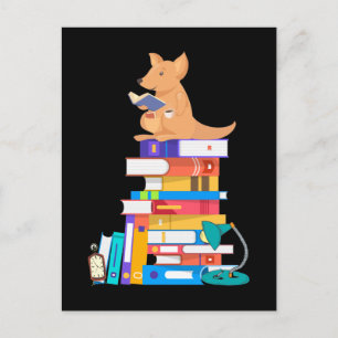 Kangaroo Tea Coffee Kawaii Bookworm Briefkaart