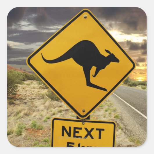 Kangaroo-teken, Australië Vierkante Sticker (Voorkant)