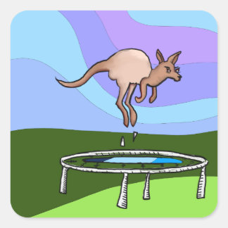 Kangaroo Trampoline Vierkante Sticker