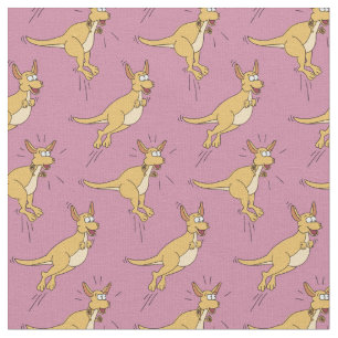 Kangaroos Cute Kinder Cartoon Roze Stof