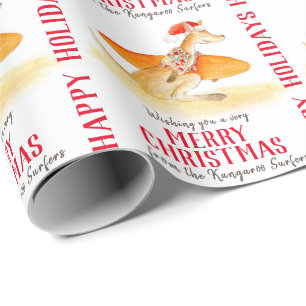 Kangaroo's leuke waterverf kerstmis cadeaupapier