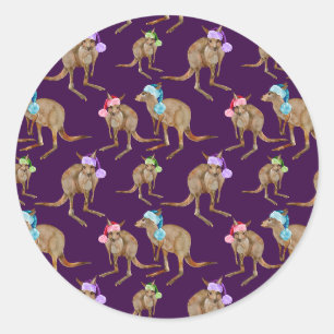 Kangaroos met Santa Hats Ronde Sticker