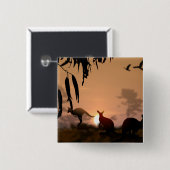 Kangaroos Vierkante Button 5,1 Cm (Voorkant /achterkant)