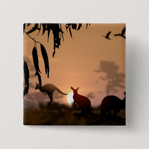 Kangaroos Vierkante Button 5,1 Cm