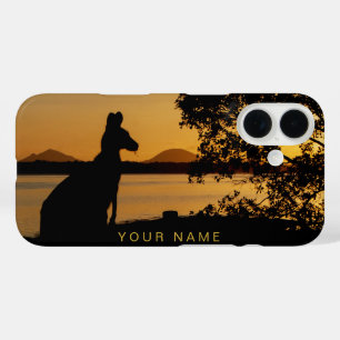 Kangoeroe Australië Zwart & Goud Zonsondergang Sil iPhone 16 Hoesje