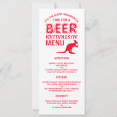 Kangoeroe bier, Australisch kerstmenu Kaart (Voorkant)