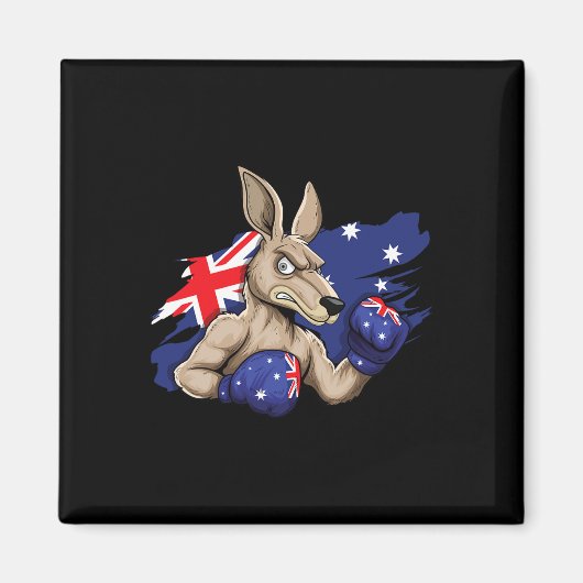 Kangoeroe Boksen Australische Vlag Liefde Australi Magneet (Voorkant)