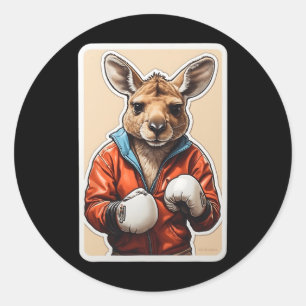 Kangoeroe Boxer Design - Speelse Boksen Kangoeroe Ronde Sticker
