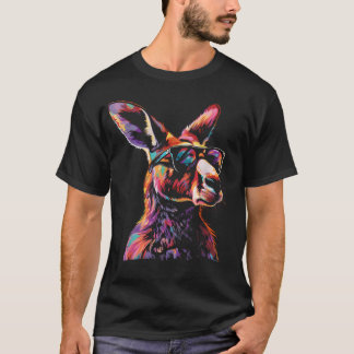 Kangoeroe die een kleurrijke grappige zonnebril dr t-shirt