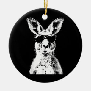 Kangoeroe die een zonnebril draagt Grappig dier Au Keramisch Ornament