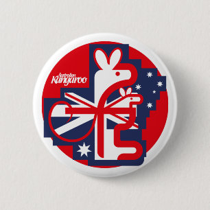Kangoeroe en Australische vlag Ronde Button 5,7 Cm