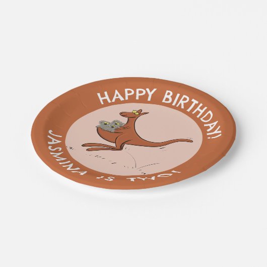 Kangoeroe en koala's gepersonaliseerde cartoon ver papieren bordje (Gekanteld)