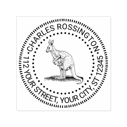 Kangoeroe & Joey Tekennaam Adres Zelfinktende Stempel (Design)