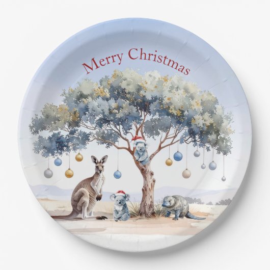 Kangoeroe Koalas Platypus Christmas Gumtree Bauble Papieren Bordje (Voorkant)