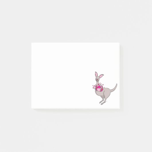 Kangoeroe met harten grillig grafisch bericht het  post-it® notes (Voorkant)