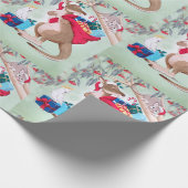 Kangoeroe met kerstzak van geschenken cadeaupapier (Hoek)