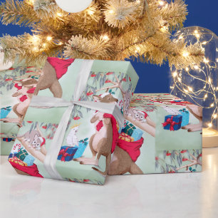 Kangoeroe met kerstzak vol cadeaus cadeaupapier