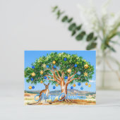 Kangoeroe onder gumtree met kerstballen briefkaart (Staand voorkant)