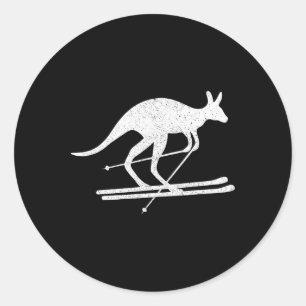 Kangoeroe Skiën Fun Winter Sport Australië Reizen Ronde Sticker
