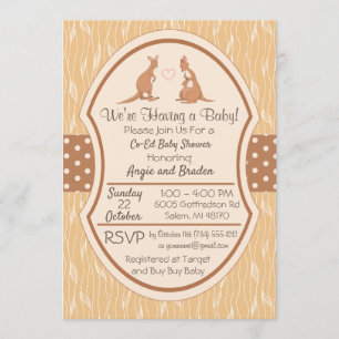 Kangoeroe Unisex Baby shower Invitation Boy of Gir Kaart
