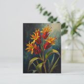 Kangoeroes poot bloemen briefkaart (Staand voorkant)