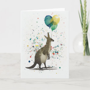 Kangourou d'anniversaire avec carte de voeux Ballo