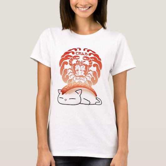 Kani Crab Sushi Cat T-shirt (Voorkant)