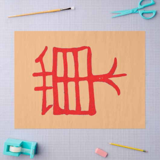 Kanji Behandel rood bruin tissuepapier (Craft)