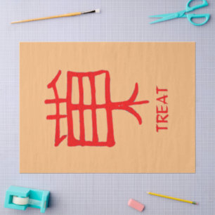 Kanji Behandel rood bruin tissuepapier