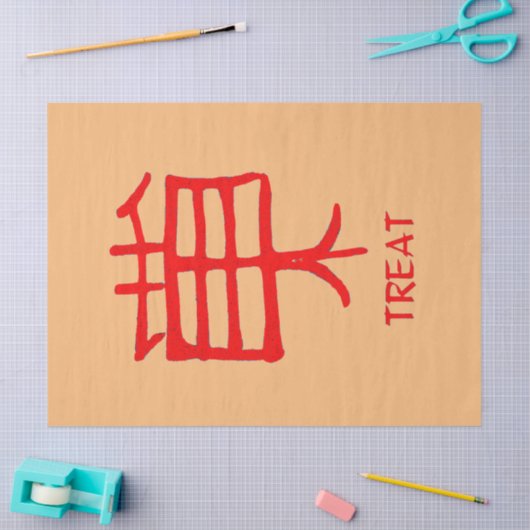 Kanji Behandel rood bruin tissuepapier (Craft)