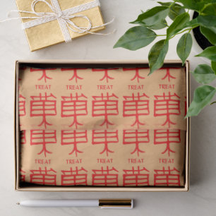 Kanji Behandel rood bruin tissuepapier