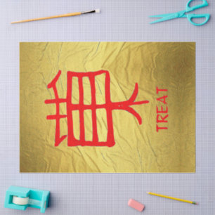 Kanji Behandel rood goud ader tissuepapier