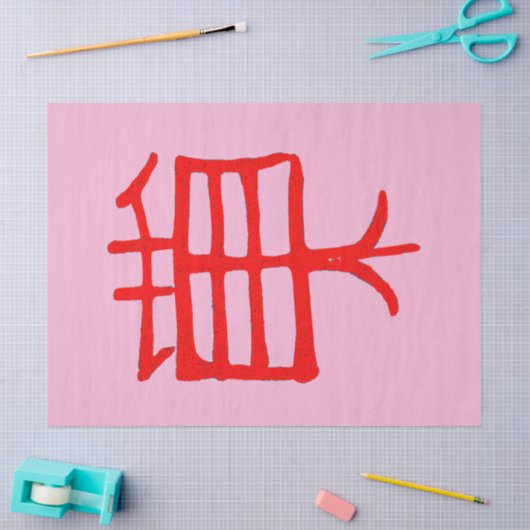Kanji Behandel rood roze tissuepapier (Craft)