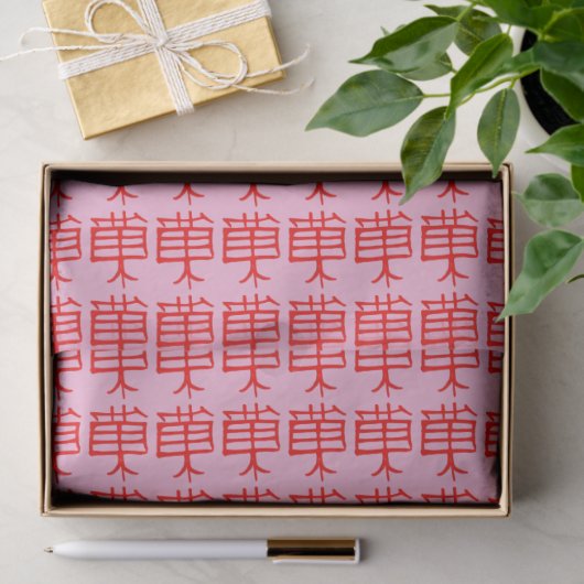 Kanji Behandel rood roze tissuepapier (Geschenk)