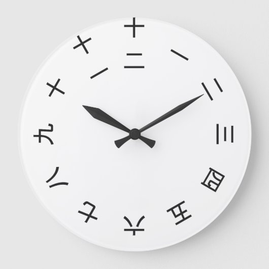 Kanji Clock 1-12 (rotated) Grote Klok (Voorkant)
