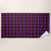 Kanji Délicate serviette de plage noire (Devant)